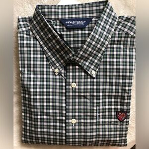 Polo Golf by Ralph Lauren Blue and Green Stewart Plaid Shirt